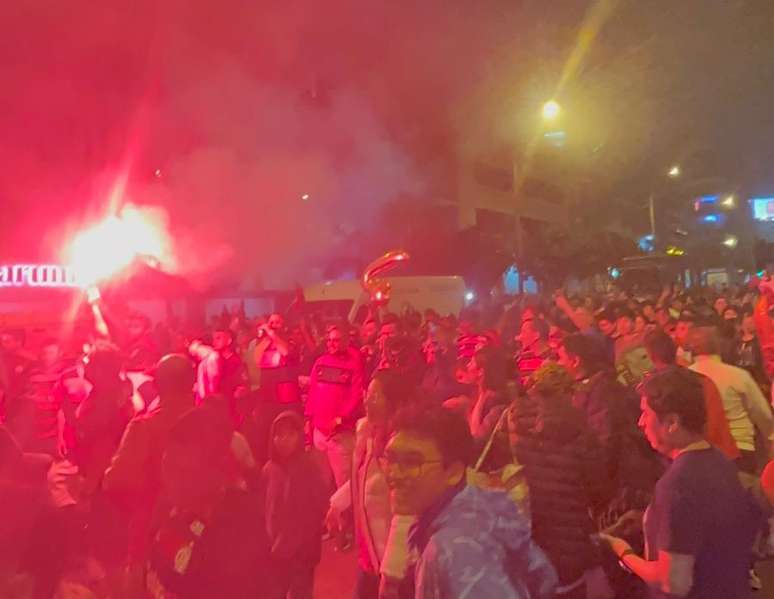 Flamengo fans celebrate in Lima