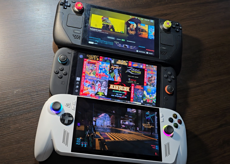 Compara&ccedil;&atilde;o Steamdeck, Switch 2 e ROG Xbox Ally