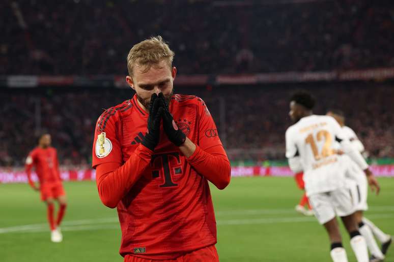 Laimer durante derrota a elimina&ccedil;&atilde;o do Bayern de Munique na Copa da Alemanha 