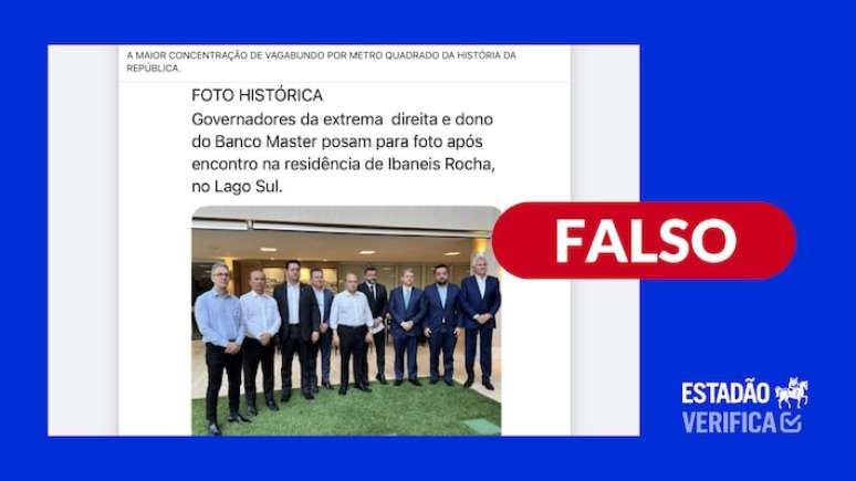 A imagem original mostra um encontro de governadores da oposição na casa de Ibaneis Rocha, em agosto de 2025.