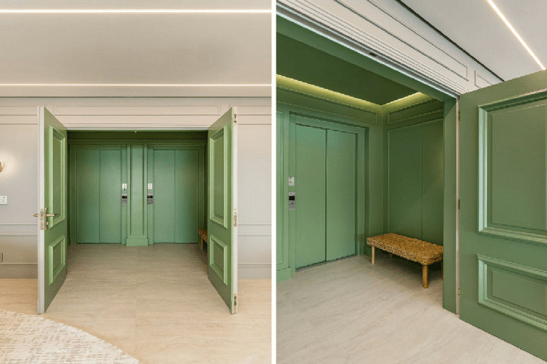 A boiserie harmoniza as paredes ao seguir o mesmo tom, inclusive em versões coloridas Projeto: Spaço Interior |