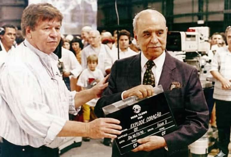 Boni com o fundador da Globo, Roberto Marinho, na inaugura&ccedil;&atilde;o do Projac (hoje Est&uacute;dios Globo) em 2 de outubro de 1995