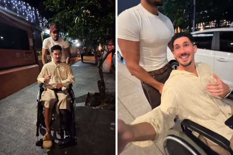 Vittor Fernando passeia pela primeira vez após ataque