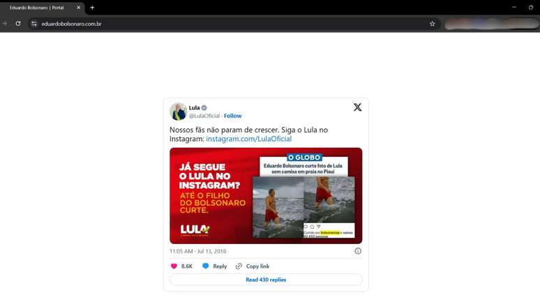 Site do deputado Eduardo Bolsonaro foi alvo de hackers