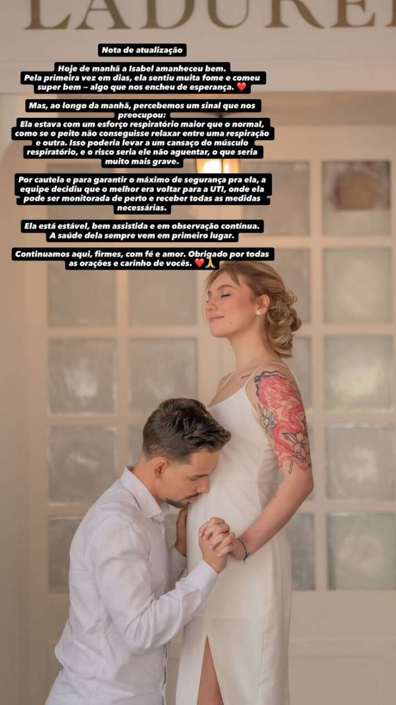 லூகாஸ் போர்பாஸ், இசபெல் வெலோசோவின் கணவர், செல்வாக்கு செலுத்துபவரின் உடல்நிலை குறித்து புதுப்பித்துள்ளார்