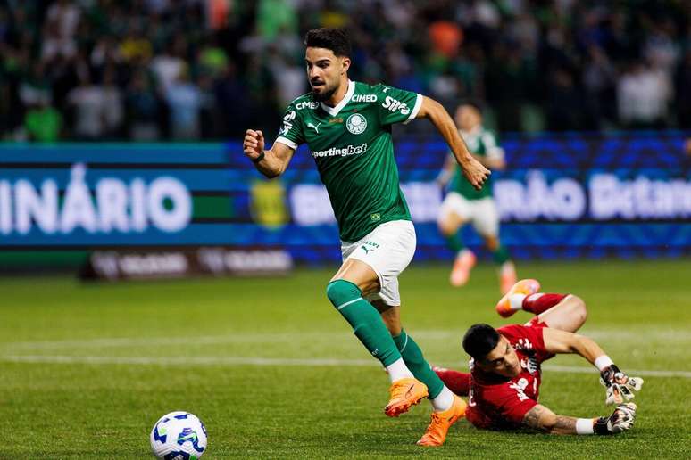 Flaco López (Palmeiras) durante jogo contra o Santos, no dia 06.11.2025 