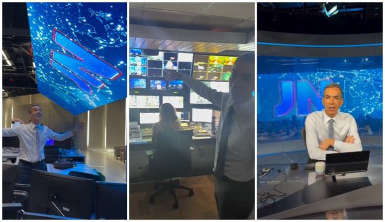 Em v&iacute;deos, o &acirc;ncora circula pelos bastidores do 'JN' para mostrar o que o p&uacute;blico n&atilde;o v&ecirc;