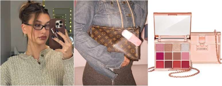 Rhode, marca de Hailey Bieber, inovou com uma capinha de celular com porta-gloss. A Fenty Beauty lançou uma case em pelúcia em edição limitada — brinde da Black Friday que não chegou ao Brasil. Já a brasileira Eudora apostou em uma paleta multifuncional em formato de clutch