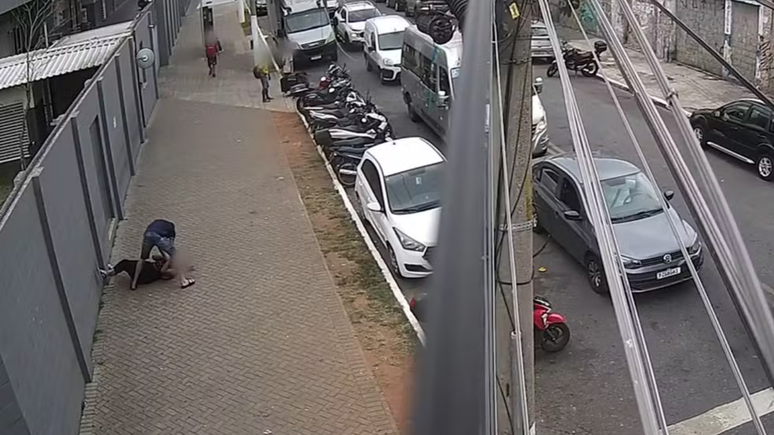 Vídeo: Mulher é atacada no meio da rua por homem e ele acaba preso / Reprodução
