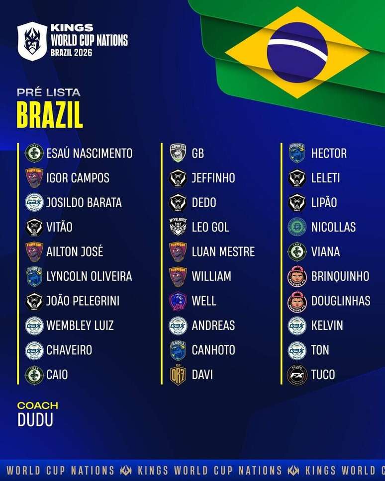 Kings League Brasil divulga pré-lista de convocados para a Nations –