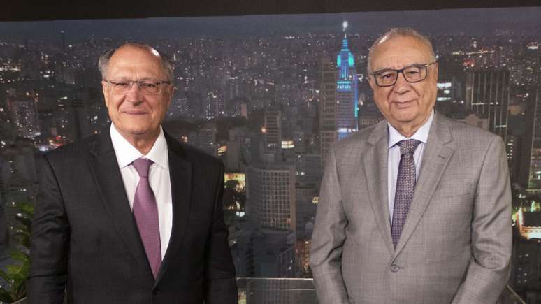 Geraldo Alckmin e José Roberto Maluf na estreia do programa "Perfil Poder"