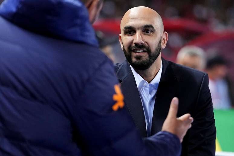 Walid Regragui durante amisto contra o Brasil em março de 2025 –