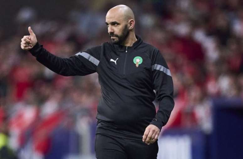 Walid Regragui durante amisto contra o Brasil em março de 2025 –