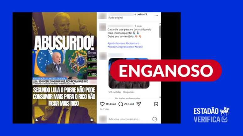 Postagem usa linguagem alarmista para captar a atenção.