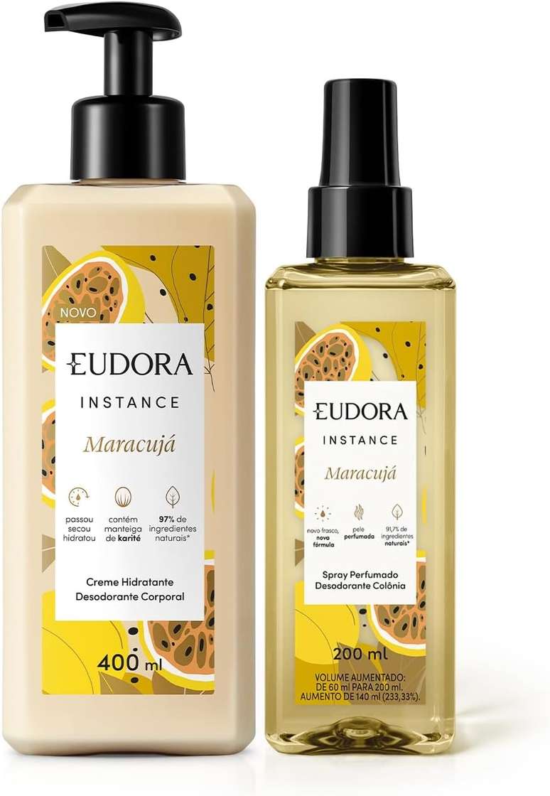 Eudora Kit Instance Maracujá: Loção Corporal 400ml + Spray Corporal 200ml