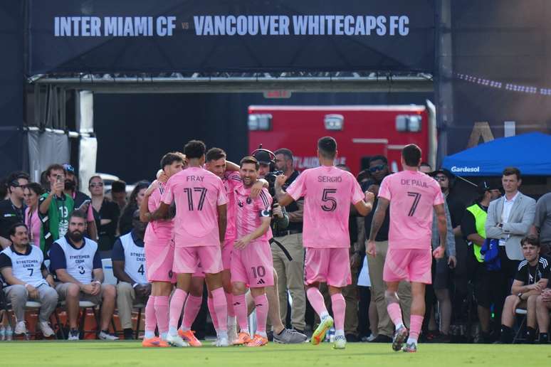 Inter Miami comemorando o primeiro gol da decisão da MLS 