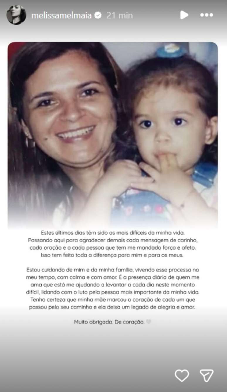 Mel Maia fala sobre a morte da mãe, Débora Maia.