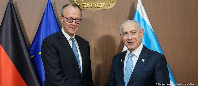 Federal Chancellor Merz and Netanyahu. This is the first visit by a leader of a European power to Israel since the ICC issued an arrest warrant for the prime minister.