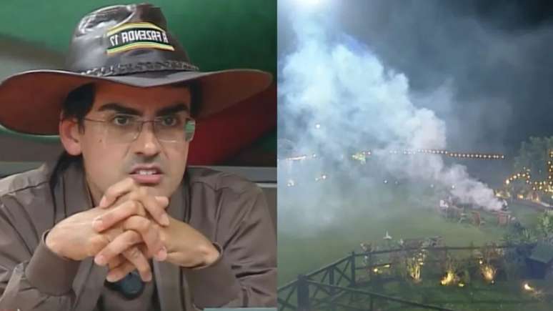 Dudu Camargo se irrita após bronca da produção por fogueira descontrolada (Record Plus)