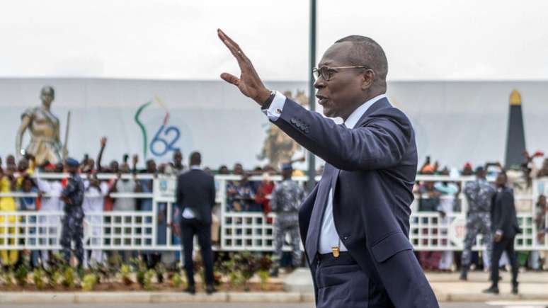 Imagem de arquivo mostra o presidente do Benin, Patrice Talon, durante as comemorações do 62º aniversário da independência em Cotonou, em 1º de agosto de 2022.