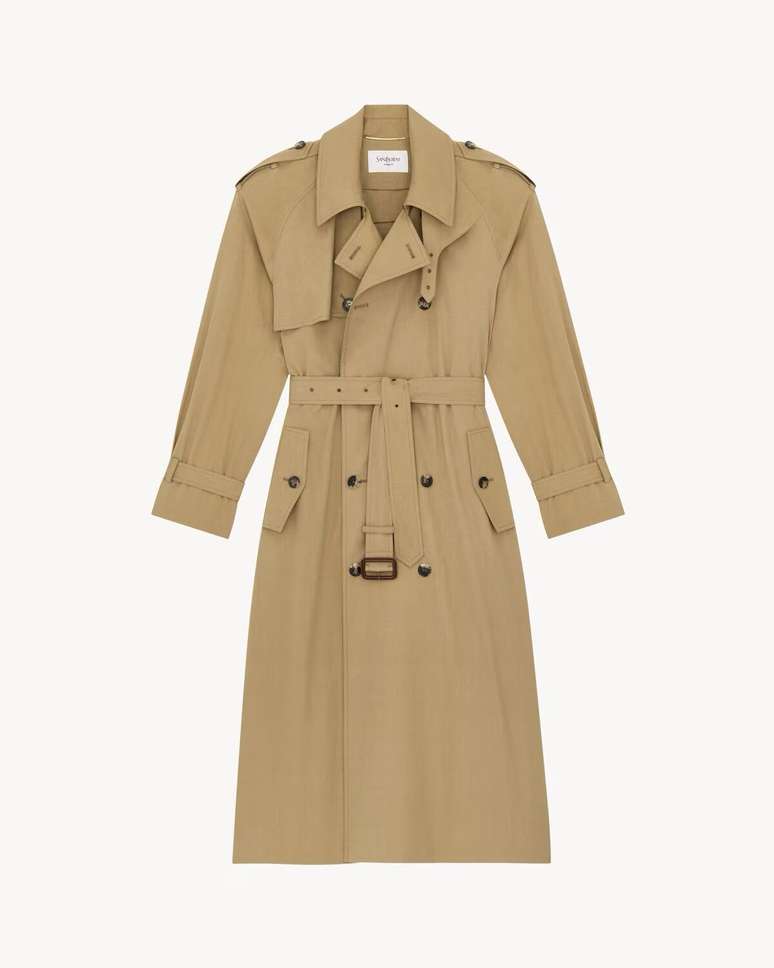 Trench coat em algodão e seda 