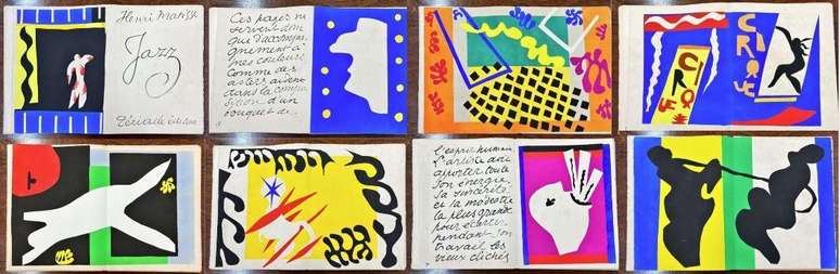 Conjunto de oito gravuras da obra Jazz, de Henri Matisse, que foram roubadas