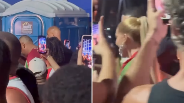 Sufoco! Virginia é cercada ao tentar fazer xixi em banheiro químico / Reprodução: Instagram