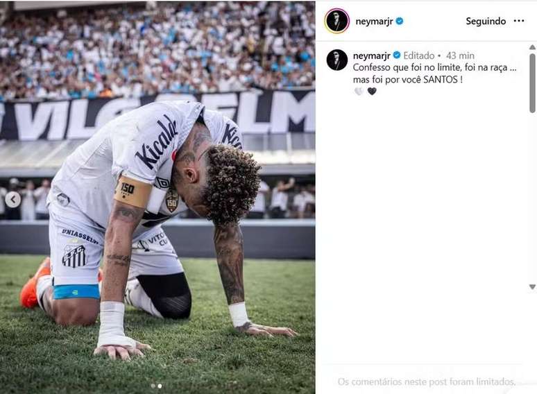 Neymar desabafa após ajudar o Santos a escapar do rebaixamento –