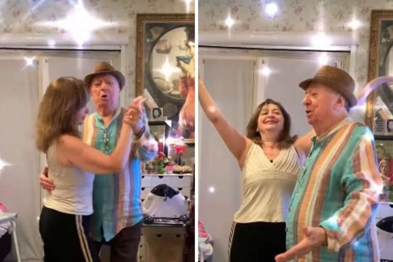 Nanci e Raul Gil dançando juntos