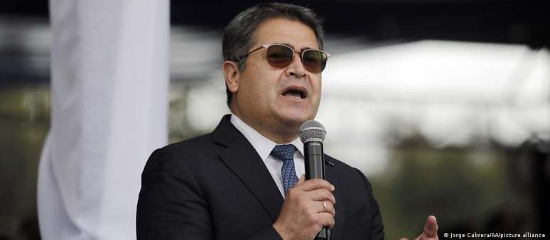 Juan Orlando Hernández em imagem de arquivo de 2021, quando ainda era presidente de Honduras