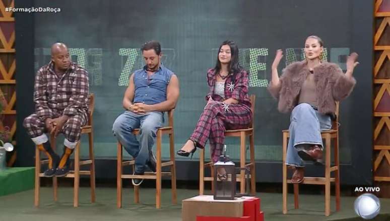 Toninho, Mesquita, Duda e Saory estão na Roça em 'A Fazenda 17'; um dos peões poderá escapar da berlinda com a Prova do Fazendeiro