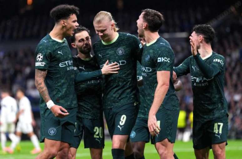 Momento do gol da virada marcado por Haaland no Santiago Bernabéu –