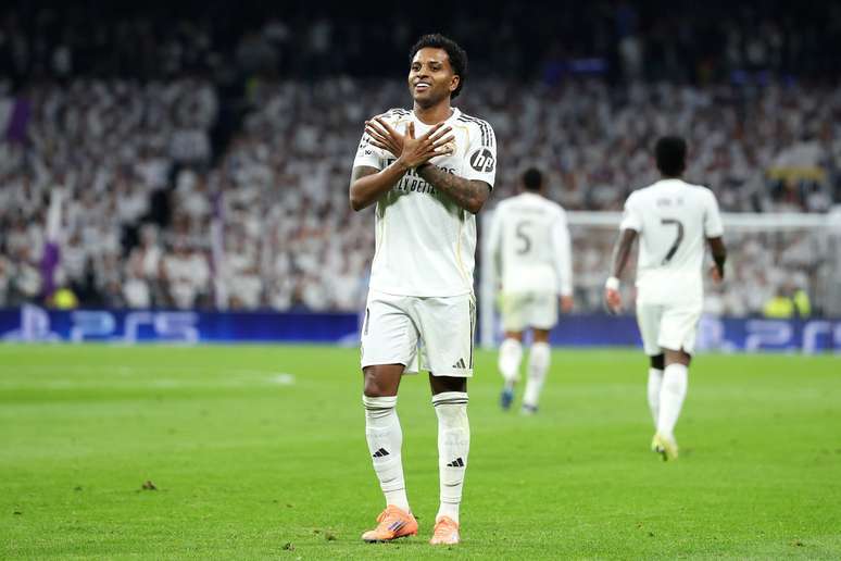 Rodrygo comemorando o gol do Real Madrid 