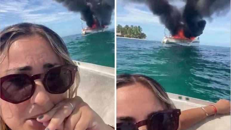 Carolina conseguiu filmar momento em que grupo deixou o catamarã em um bote