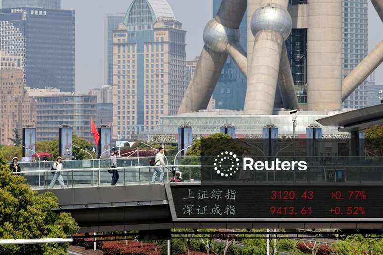 Painel com cotações acionárias em Xangai
08/04/2025. REUTERS/Go Nakamura