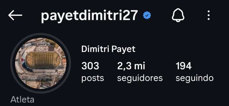 Instagram de Payet segue com foto de São Januário –