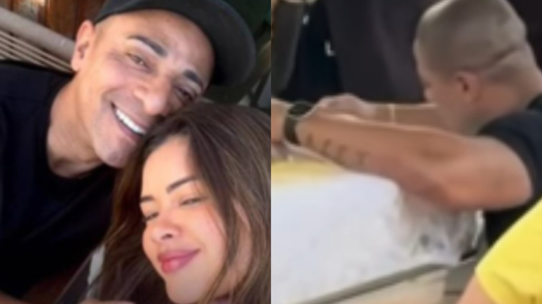 Suspeito de jogar a mulher do 10º andar chorou abraçado ao caixão em velório / Reprodução