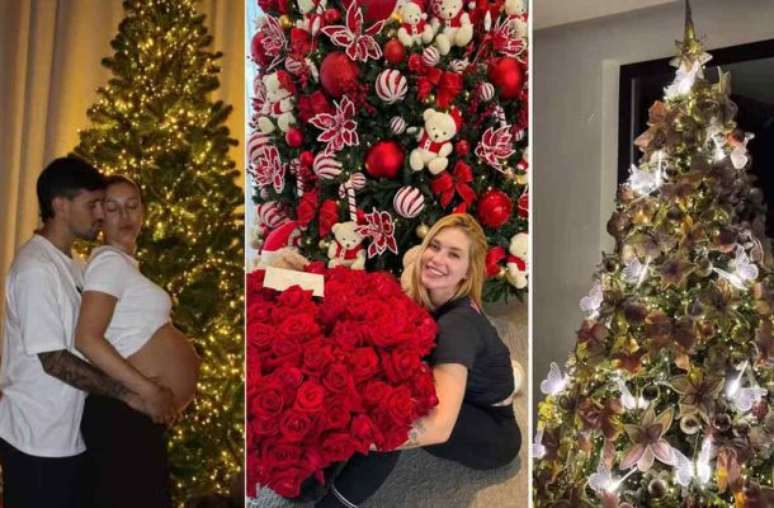 Arrascaeta e esposa, ainda com barriga de grávida exibem resultado da decoração de Natal –