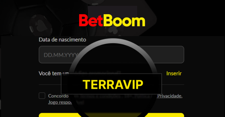 Use o c&oacute;digo promocional BetBoom TERRAVIP durante o cadastro
