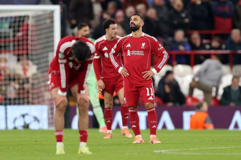Salah durante a derrota do Liverpool para o PSV 