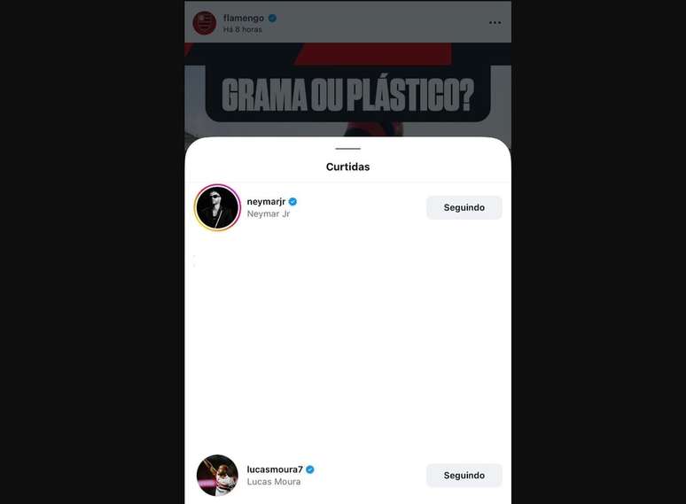 Jogadores curtem post do Flamengo sobre sintético –