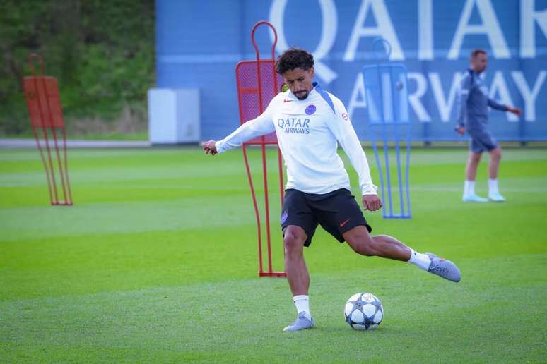 Marquinhos training at the Parisian club
