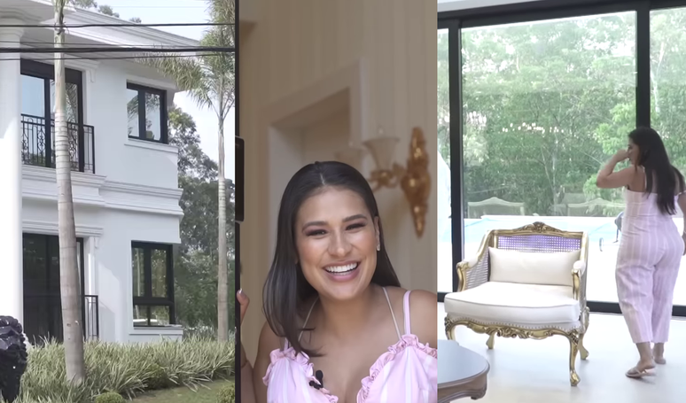 Valued in the millions, Simone Mendes' neoclassical mansion features 3 floors, an elevator with a picture, Versace wallpaper and lots of luxury.