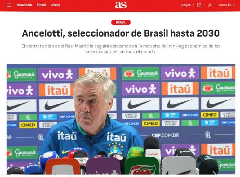 Diario espanhol crava permanência de Carlo Ancelotti até 2030 na Seleção Brasileira –