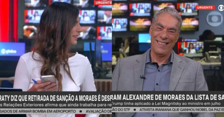 Andréia Sadi and Demétrio Magnoli starred in an unusual moment live on GloboNews