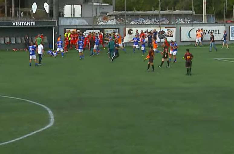 Before the fans invaded, there was a fight between players –