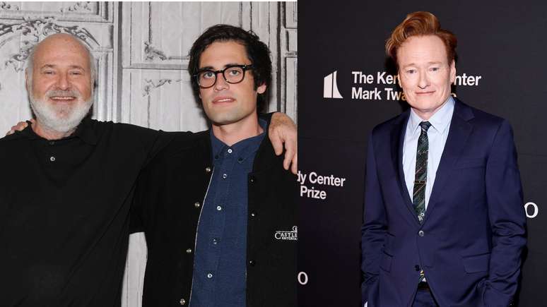 Rob Reiner, Nick Reiner and Conan O'Brien (Photos: Rommel Demano and Paul Morigi/Getty Images)