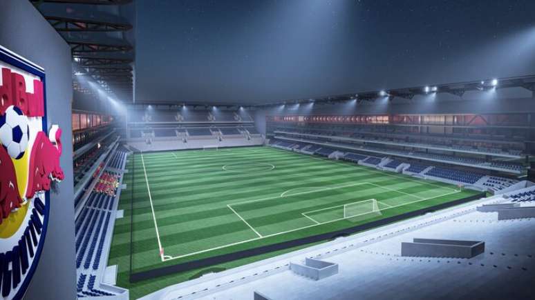 ரெட் புல் பிரகாண்டினோ கிளப்பின் புதிய அரங்கின் படங்களைக் காட்டினார்.