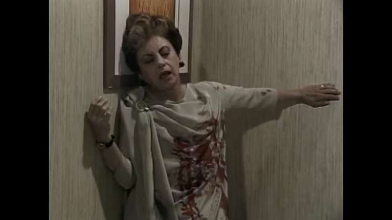 Cena do assassinato de Odete Roitman (Beatriz Segall), em 1988 (