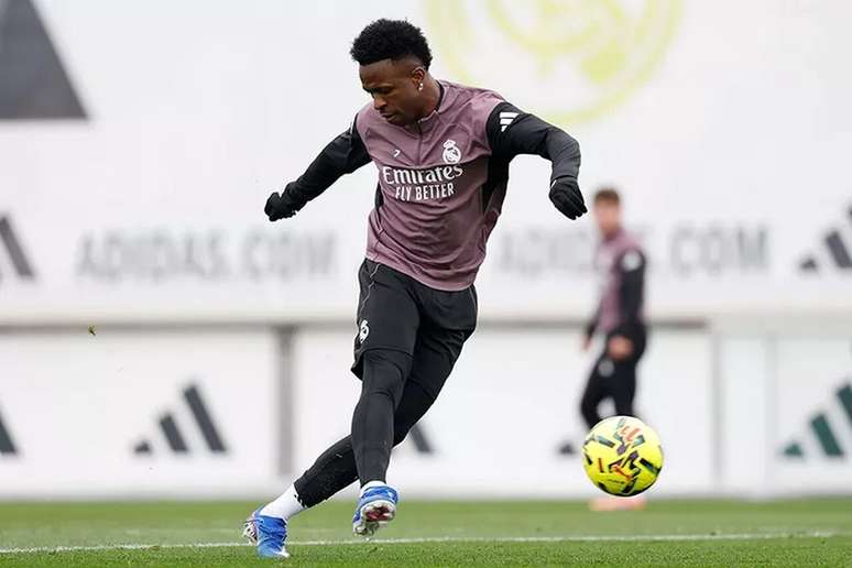 Vini Jr durante treinamento do Real Madrid &ndash;